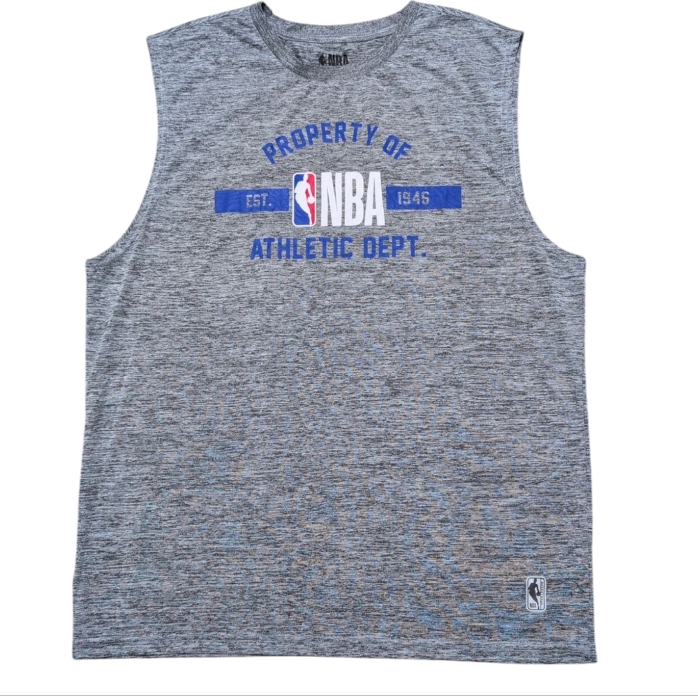 NBA Athletic Tank Top Dri Fit Logo Graphic Design Men's XL Gray Sleeveless